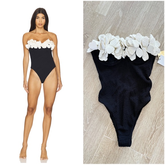 NWT PatBO Breeze Jacquard Flower Appliqué One Piece XS